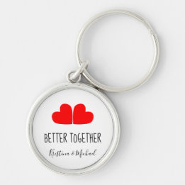 Chaveiro Cute BETTER TOGETHER red hearts with your names