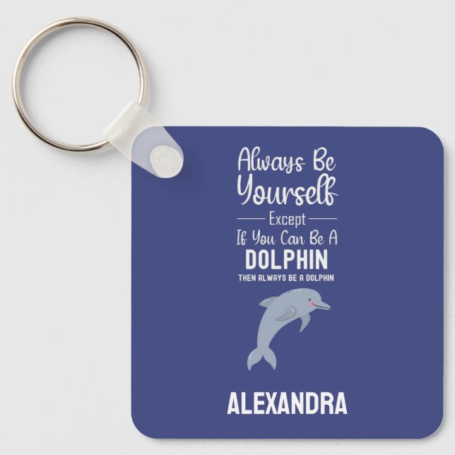 Chaveiro Cute Blue Dolphin Lovers Funny Ocean Sea Animal (Frente)