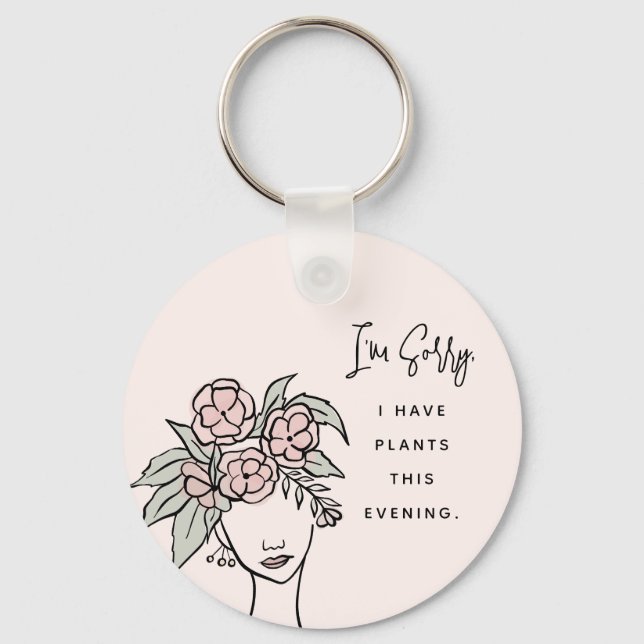 Chaveiro Cute Blush Ocupado com Meu Retrato Floral de Plant (Frente)