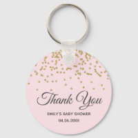 Cute Blush Pink Gold Glitter Thank You Baby Shower