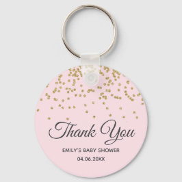 Chaveiro Cute Blush Pink Gold Glitter Thank You Baby Shower