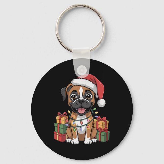 Chaveiro Cute Boxer Christmas Xmas Design Funny Dog Lover H (Frente)