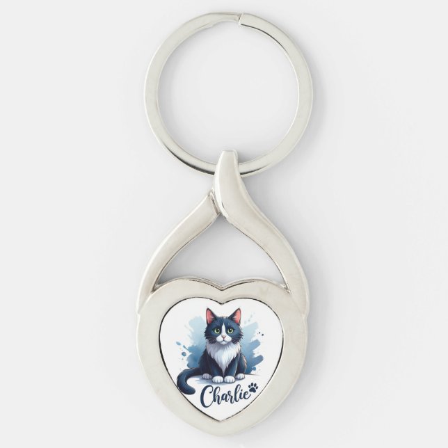 Chaveiro Cute Cat Artwork Keychain – Gift for Cat Lovers (Frente)