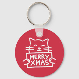 Chaveiro Cute Cat Merry Xmas