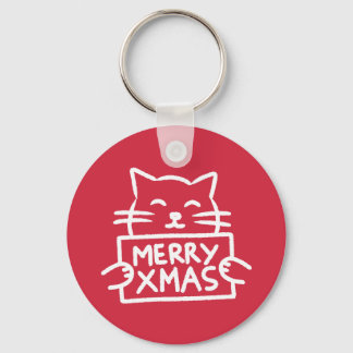 Chaveiro Cute Cat Merry Xmas