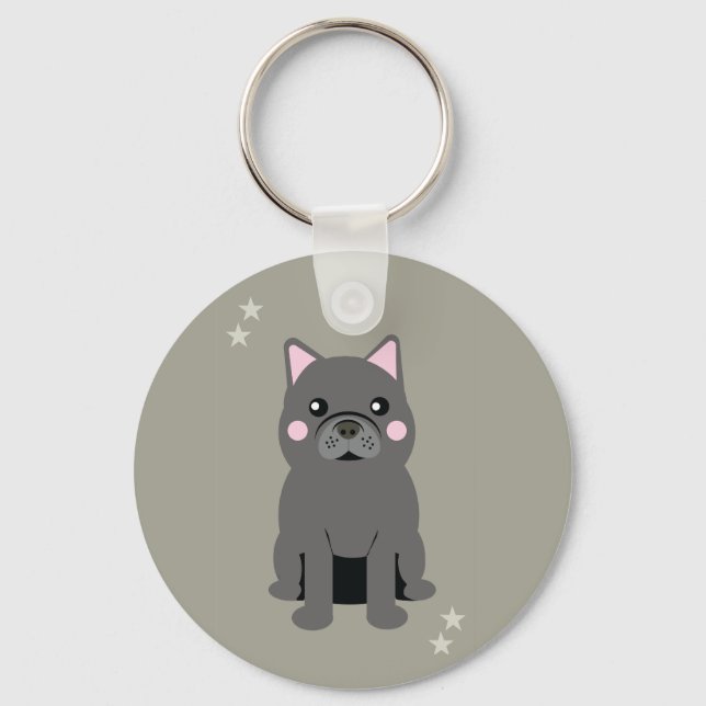 Chaveiro Cute Cheeks Gray French Bulldog (Frente)