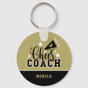 Chaveiro Cute Cheer Coach Personalized Gold and Black