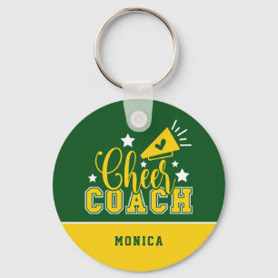 Chaveiro Cute Cheer Coach Personalized Kelly Green & Yellow