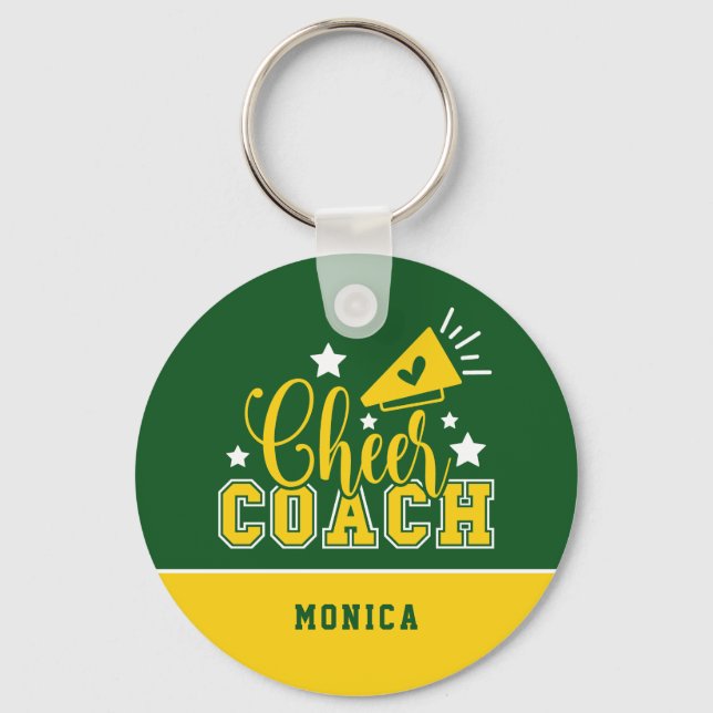 Chaveiro Cute Cheer Coach Personalized Kelly Green & Yellow (Frente)