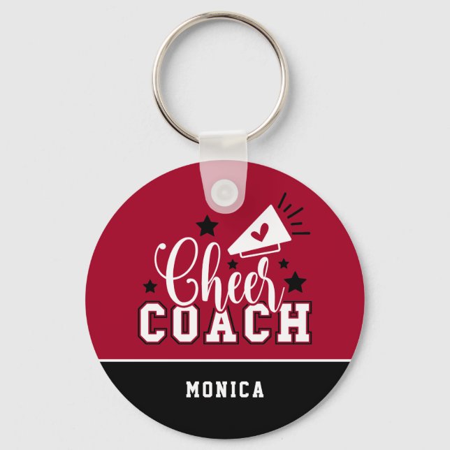 Chaveiro Cute Cheer Coach Personalized Red and Black (Frente)