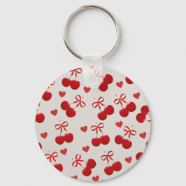 Chaveiro Cute Cherry and Heart Pattern Keychain