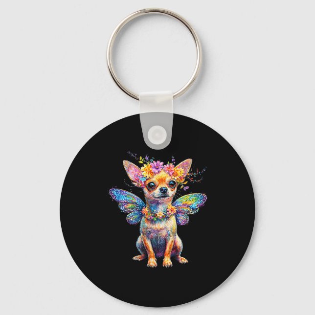 Chaveiro Cute Chihuahua Dog Angel With Wings  (Frente)
