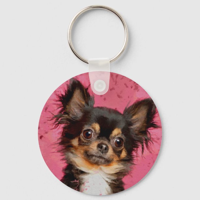 Chaveiro Cute Chihuahua Portrait no pastel fuchsia (Frente)