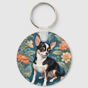 Chaveiro Cute Chihuahua William Morris Inspirou Floral