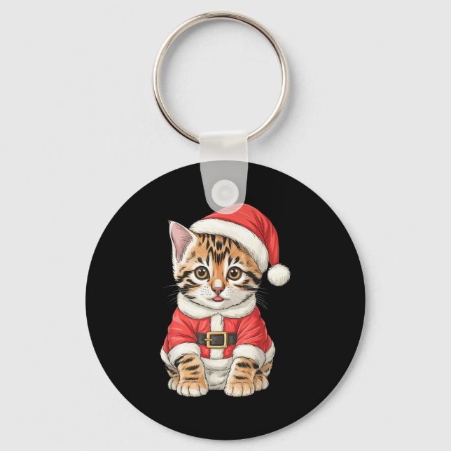 Chaveiro Cute Christmas Bengal Cat Santa  (Frente)