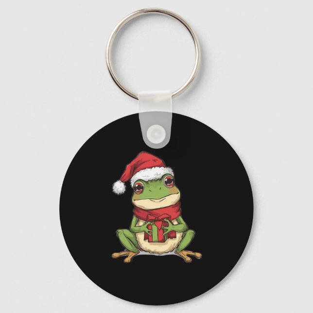 Chaveiro Cute Christmas Frog Sweater - Santa Frog Holding G (Frente)