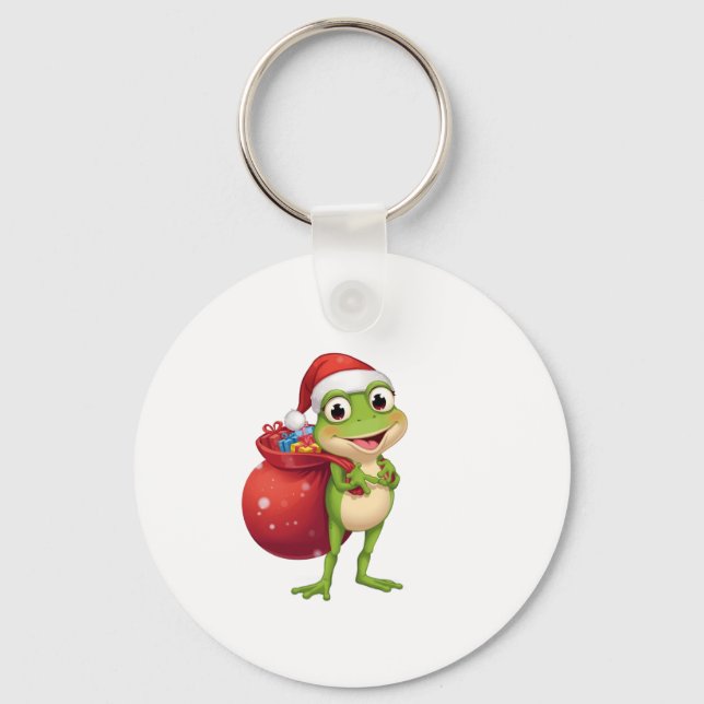 Chaveiro Cute Christmas Frog with Gift Bag - Santa Frog Hol (Frente)