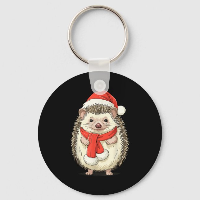 Chaveiro Cute Christmas Hedgehog Santa  (Frente)