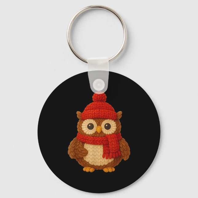 Chaveiro Cute Christmas Owl Winter Snow  (Frente)