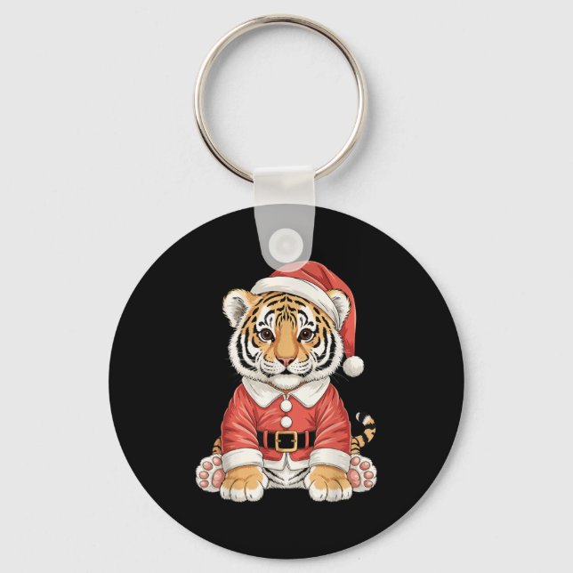 Chaveiro Cute Christmas Tiger Santa Safari Animal  (Frente)