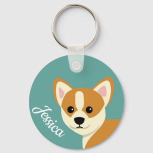 Chaveiro Cute Corgi Dog Personalizado