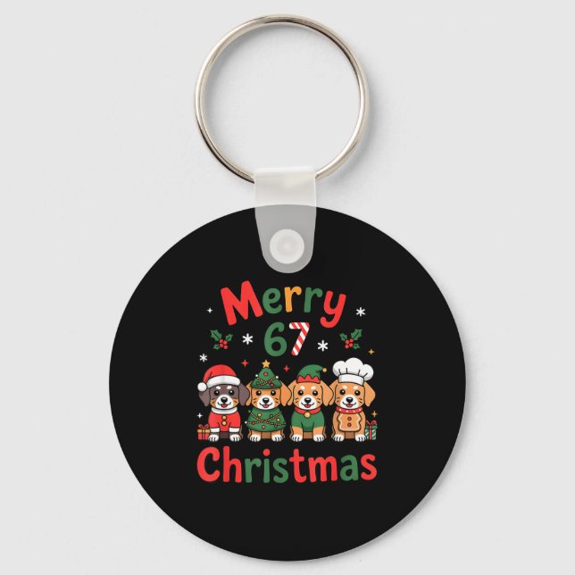 Chaveiro Cute Dachshund Christmas Design Funny Holiday Dog  (Frente)