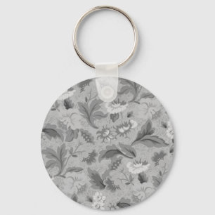 Chaveiro Cute design de fundo floral cinza branco All-Over-