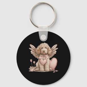 Chaveiro Cute Dia dos Namorados Cachorro Goldendoodle Cupid