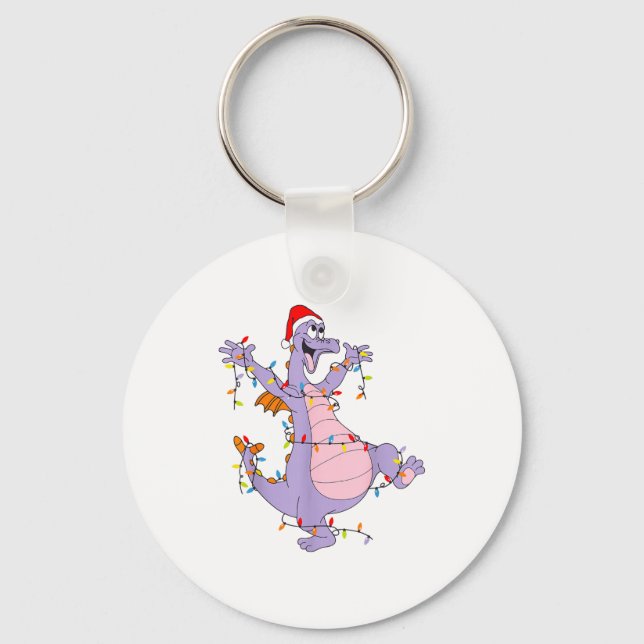 Chaveiro Cute Dragon Christmas Lights Santa Hat Animal Men  (Frente)
