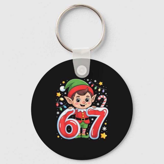 Chaveiro Cute Elf Six Seven 6 7 Meme Funny Christmas Costum (Frente)
