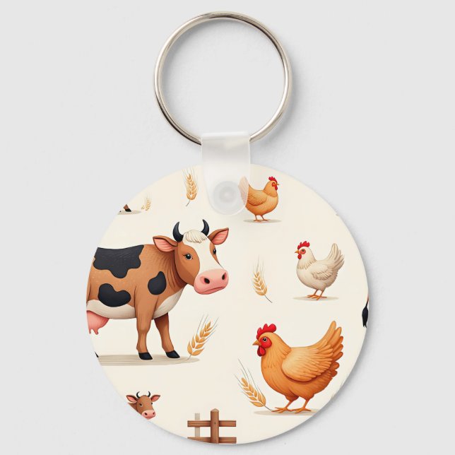 Chaveiro Cute Farm Animals Barn Pattern (Frente)