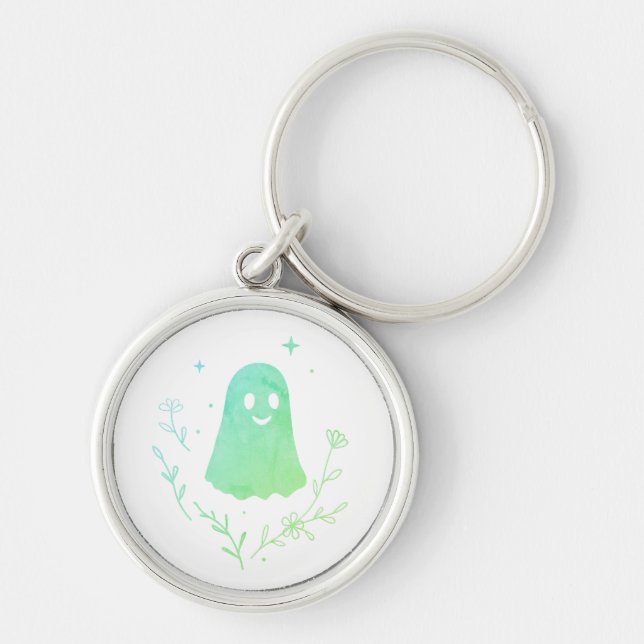 Chaveiro cute floral ghost aesthetic patch (Frente)