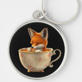 Chaveiro Cute Fox Drinking Tea on Groomsmen Gift