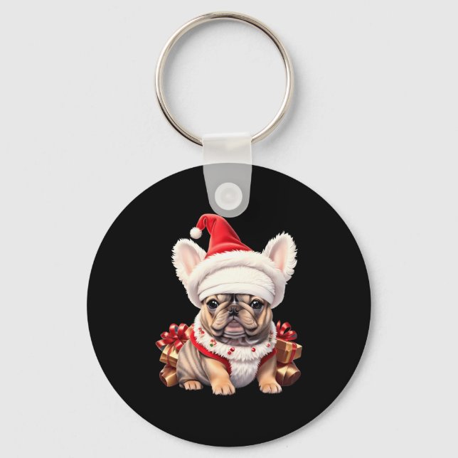 Chaveiro Cute French Bulldog Santa Hat Merry Christmas T Sh (Frente)