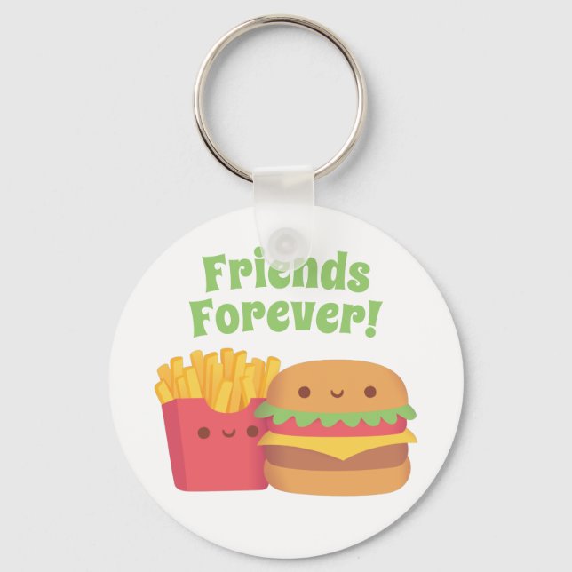 Chaveiro Cute Fries and Burger, Friends Forever keychain (Frente)