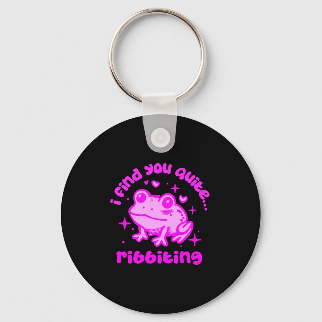 Chaveiro Cute Frog Pun Ribbiting Frog Lovers Quote Design P (Frente)