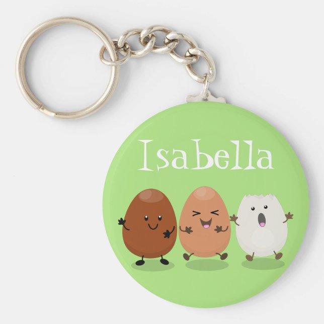 Chaveiro Cute funny eggs cartoon illustration (Frente)