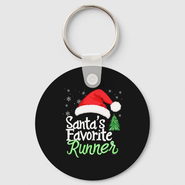 Chaveiro Cute Funny Santa's Favorite Runner Christmas Run H (Frente)