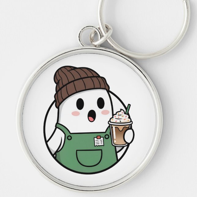 Chaveiro Cute Ghost Coffee Keychain (Frente)