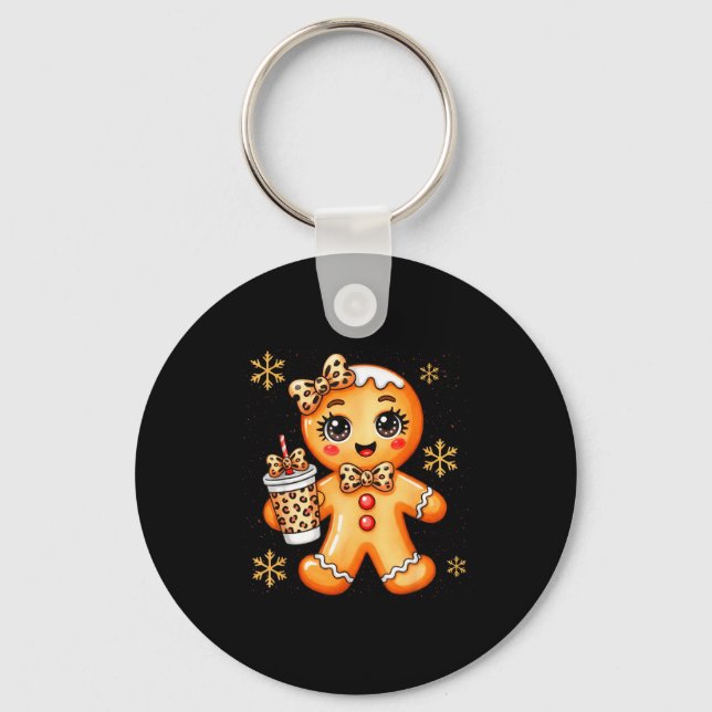 Chaveiro Cute Gingerbread Leopard Coquette Christmas Xmas G (Frente)