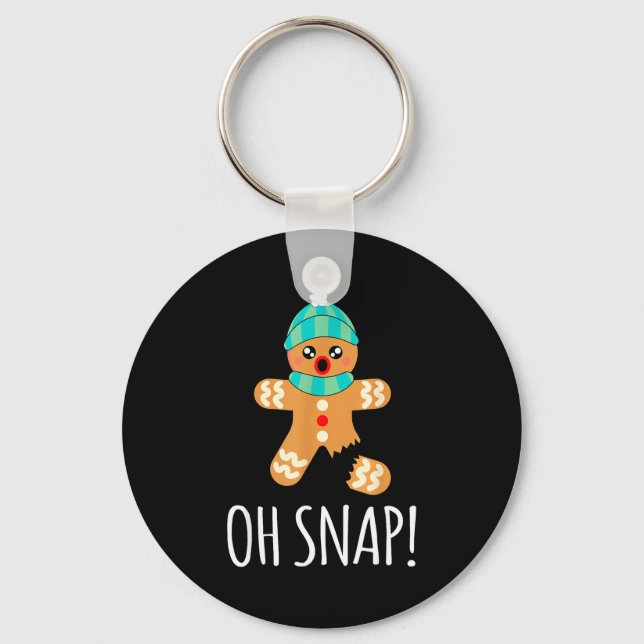Chaveiro Cute Gingerbread Man Funny Christmas Oh Snap  (Frente)