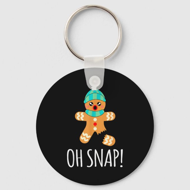 Chaveiro Cute Gingerbread Man Funny Christmas Oh Snap  (Frente)