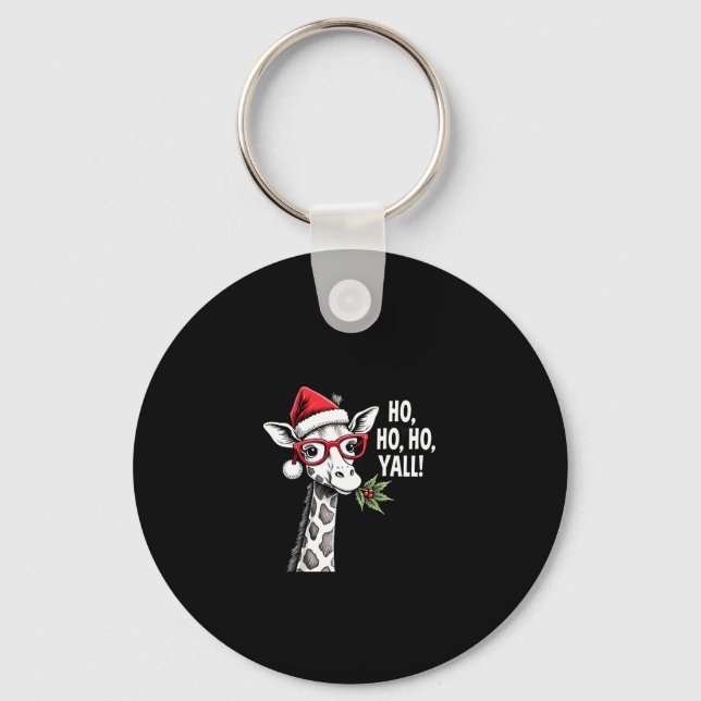 Chaveiro Cute Giraffe With Santa Hat Merry Xmas Giraffe Lov (Frente)