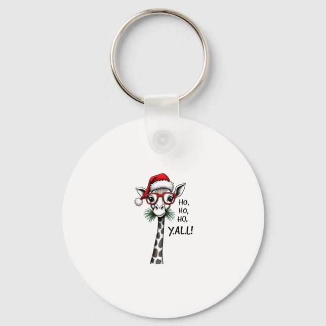 Chaveiro Cute Giraffe With Santa Hat Merry Xmas Giraffe Lov (Frente)