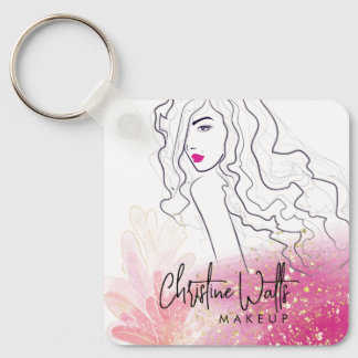 Chaveiro Cute Girly Blush Pink Sparkly Glitter Makeup QR