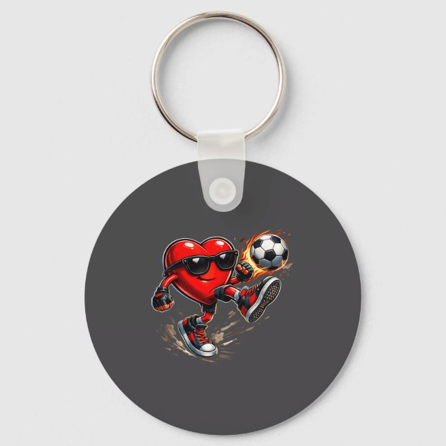 Chaveiro Cute Heart Playing Soccer Valentines Day Soccer Bo (Frente)