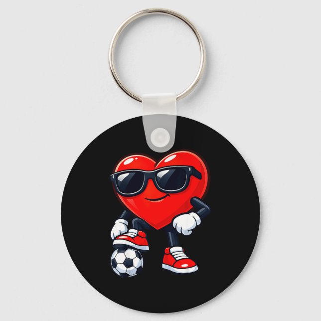 Chaveiro Cute Heart Playing Soccer Valentines Day Soccer Bo (Frente)