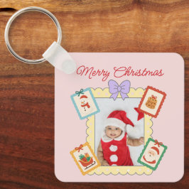 Chaveiro Cute Holiday Collage with Festive Pastel Frames