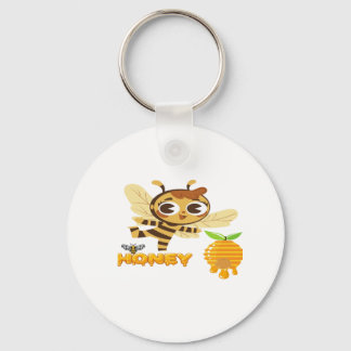 Chaveiro Cute Honey Bee with Dripping Honey Typography Desi