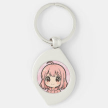 Cute Kawaii Anime Girl Face Keychain